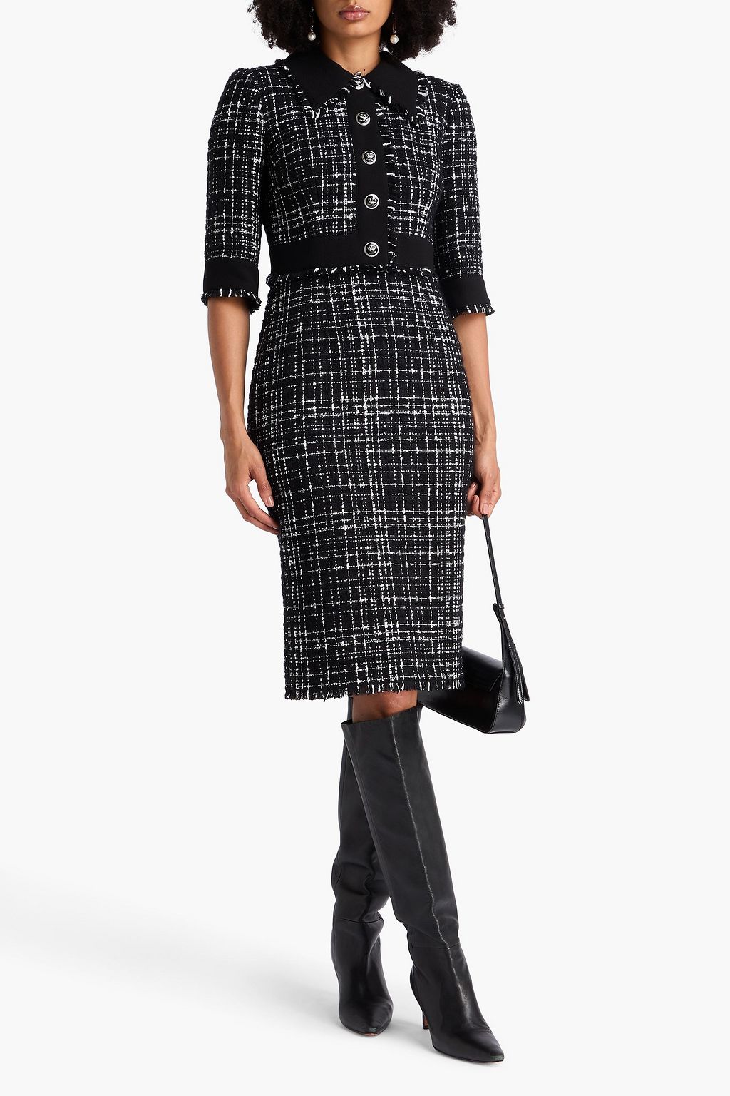 DOLCE&GABBANA Frayed tweed dress