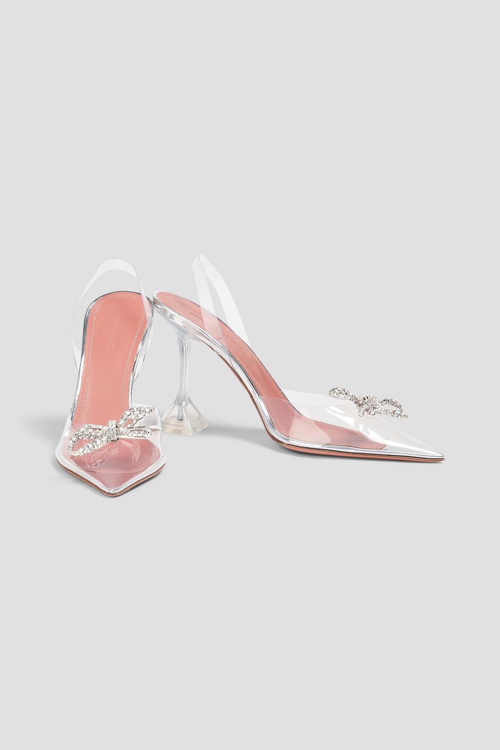 AMINA MUADDI Rosie crystal-embellished bow-detailed PVC slingback pumps