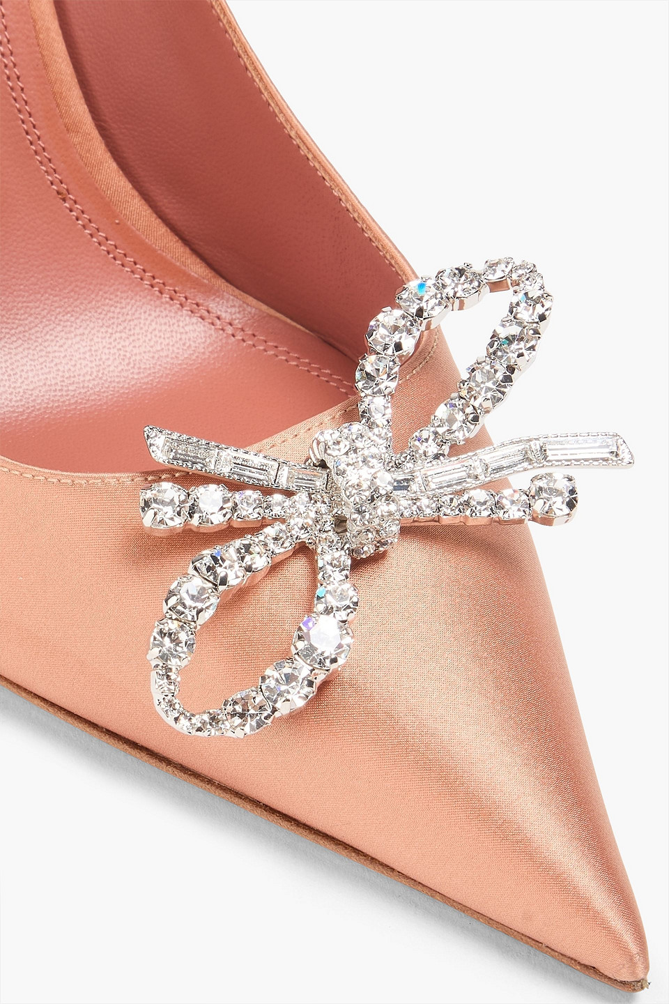 Amina Muaddi Rosie Crystal-embellished Satin Pumps In Orange