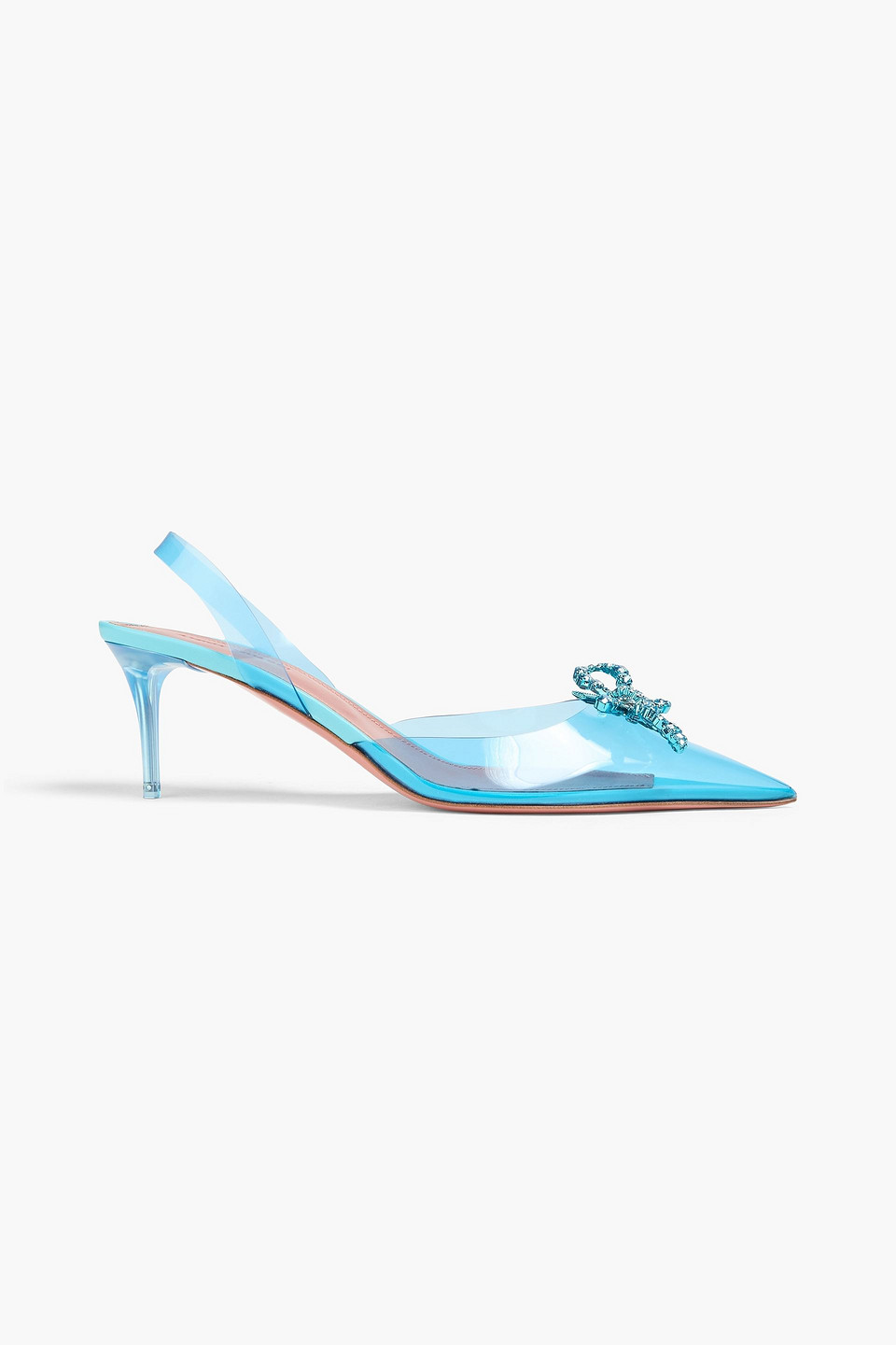 Amina Muaddi Rosie Crystal-embellished Pvc Slingback Pumps In Blue