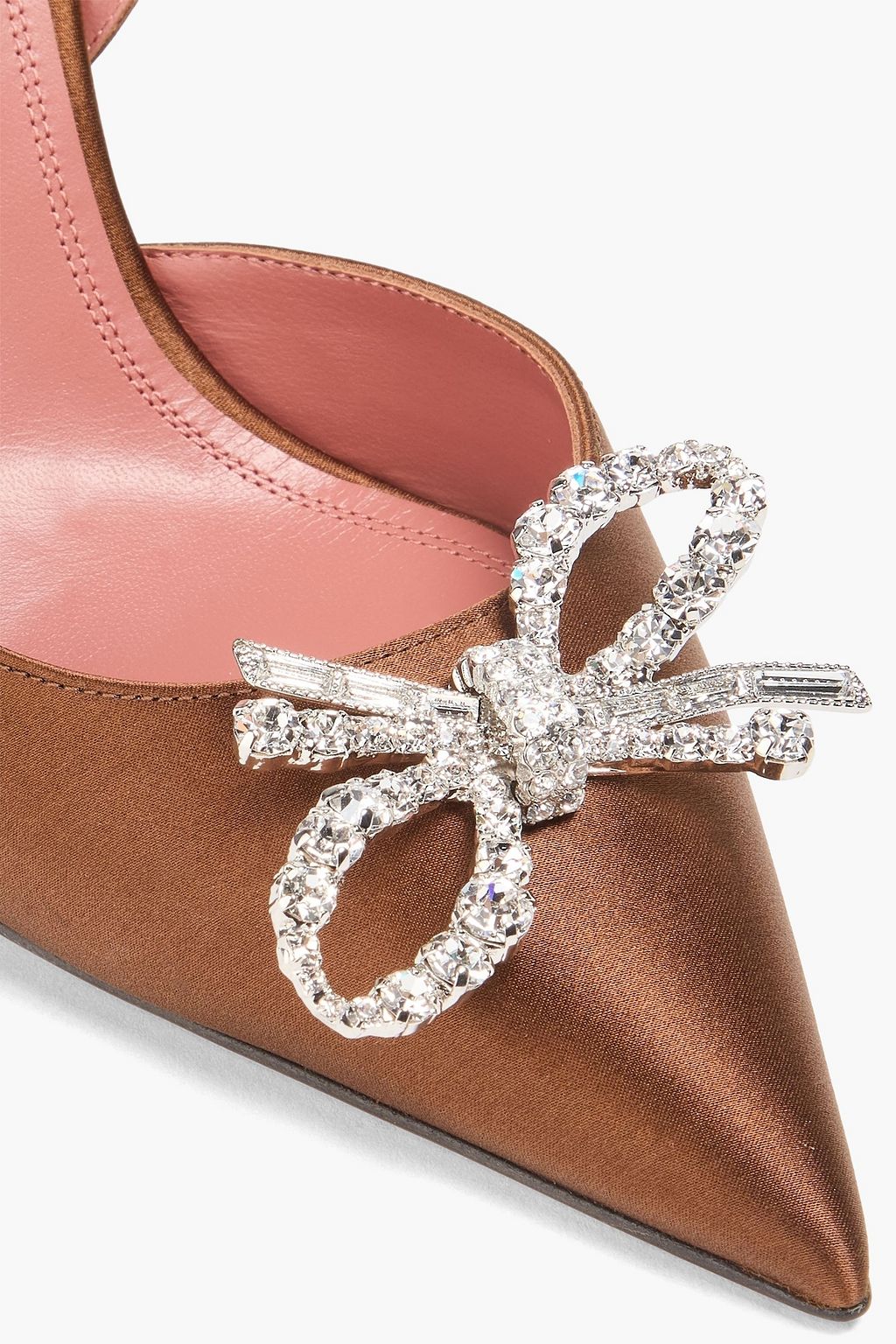 AMINA MUADDI Rosie crystal-embellished satin slingback pumps