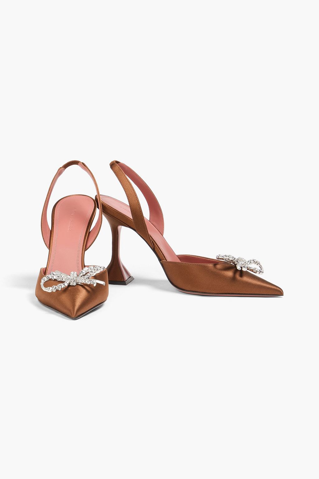 AMINA MUADDI Rosie crystal-embellished satin slingback pumps
