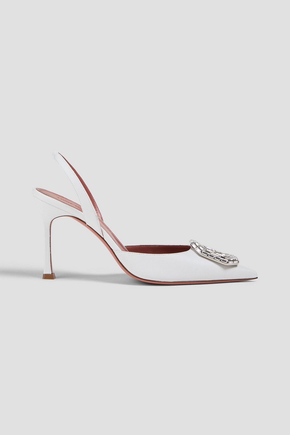 Amina Muaddi Camelia Embellished Leather Slingback Pumps In Neutral