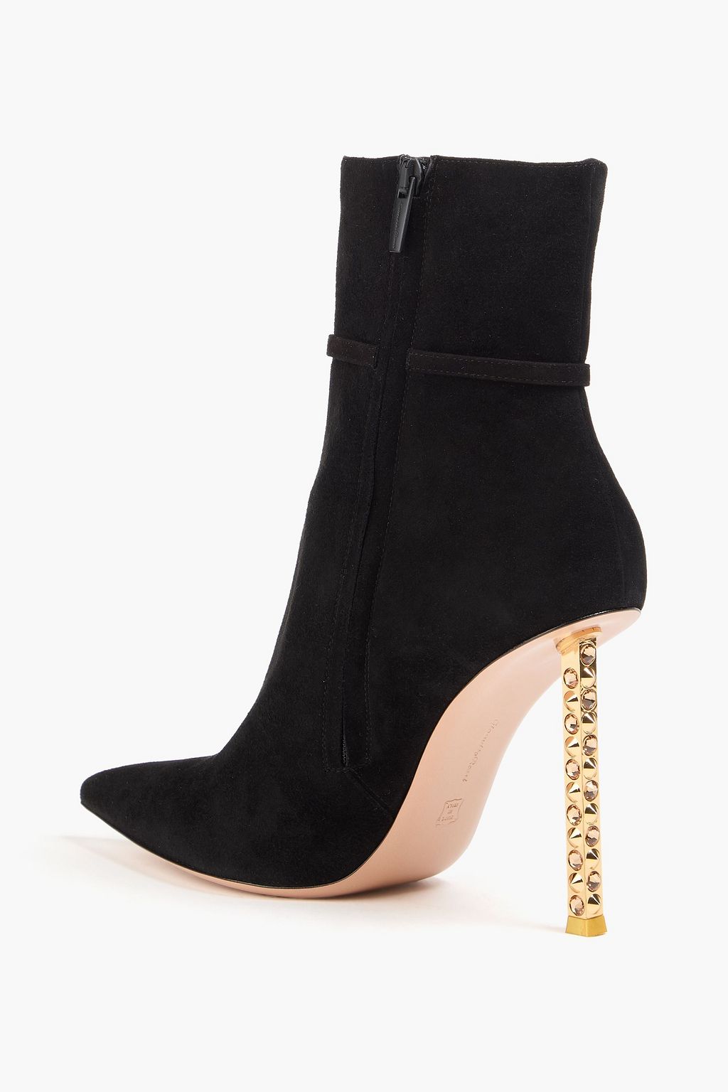 GIANVITO ROSSI بوت بطول الكاحل من الشامواه مزين بالكريستال