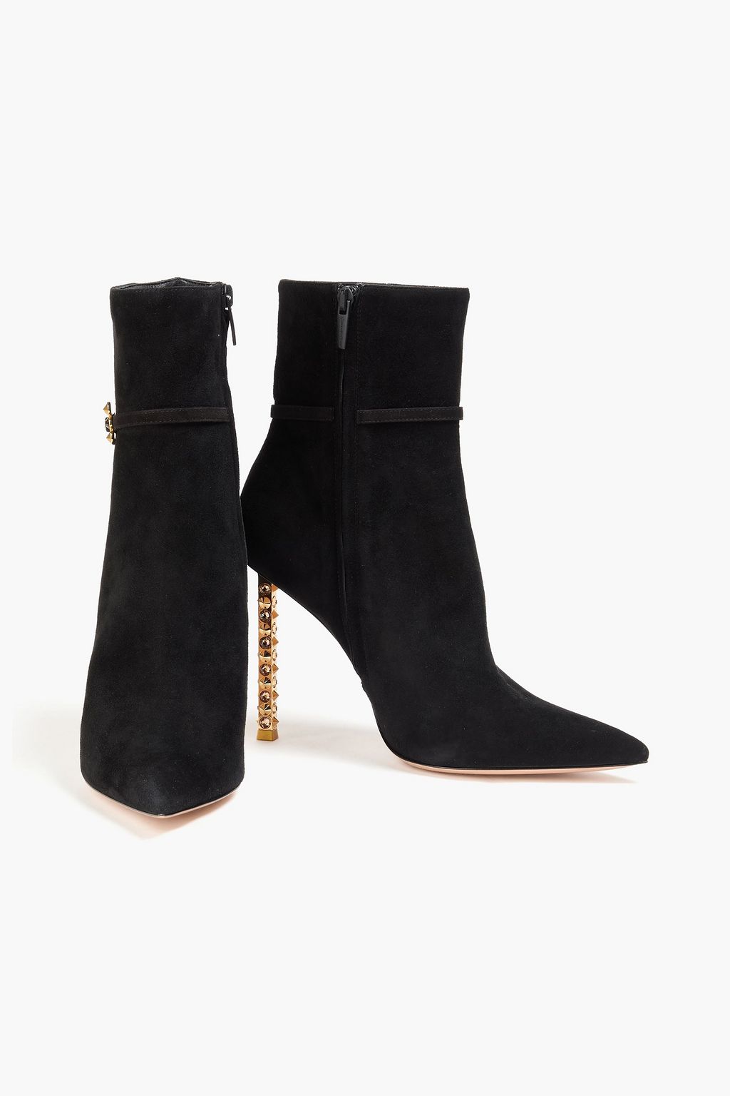 GIANVITO ROSSI بوت بطول الكاحل من الشامواه مزين بالكريستال