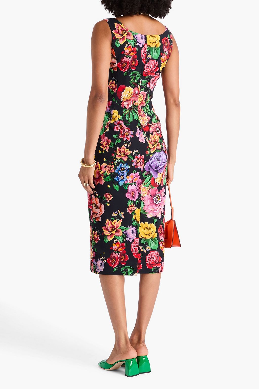 DOLCE&GABBANA فستان متوسط الطول من الكريب بطبعة الأزهار