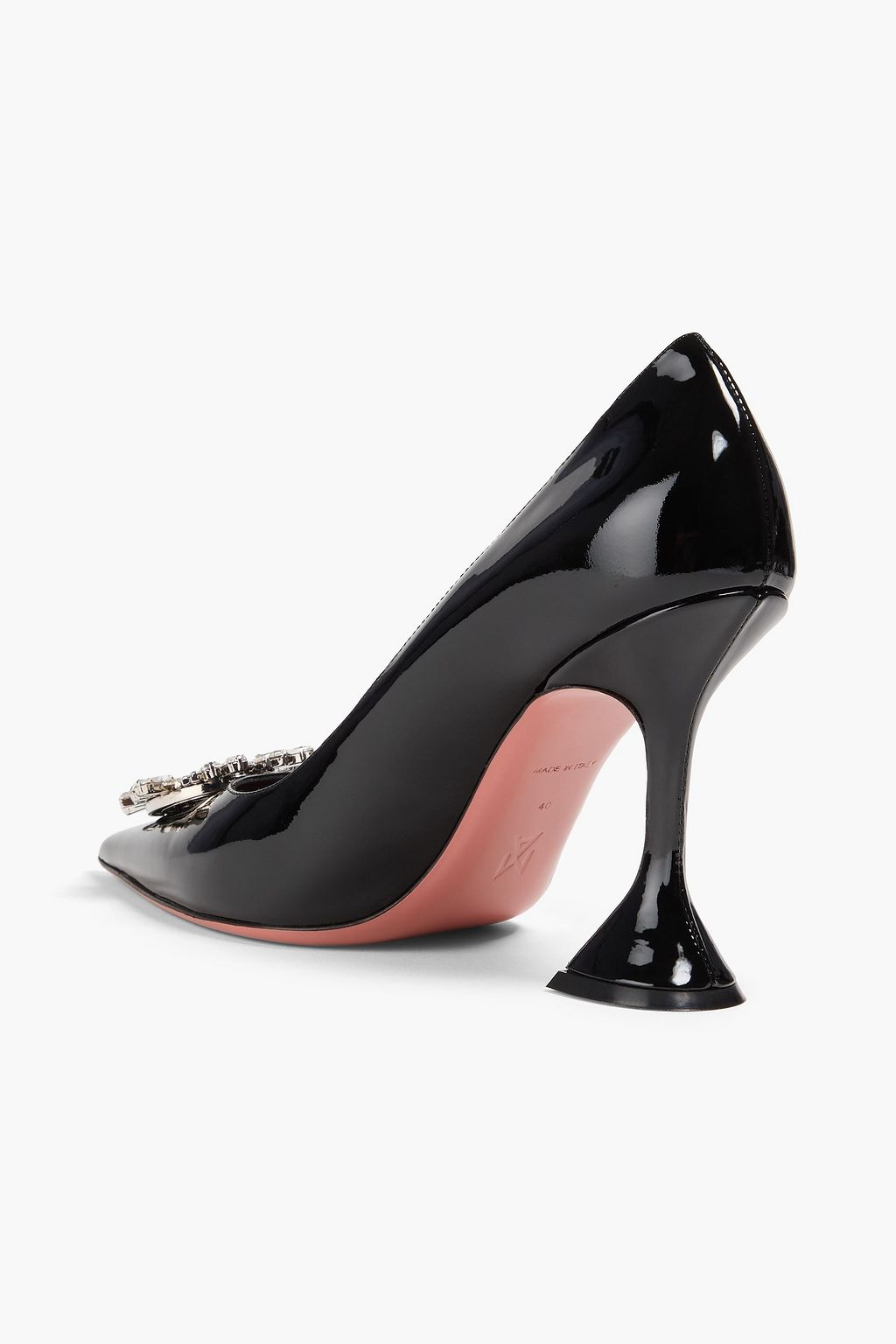 AMINA MUADDI Pumps „Begum“ aus Lackleder mit Kristallverzierung