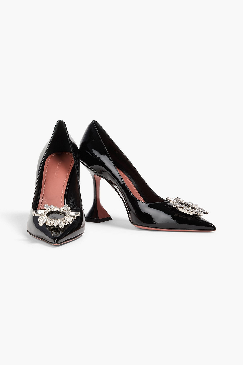 Amina Muaddi Begum Crystal-embellished Patent-leather Pumps In Multi