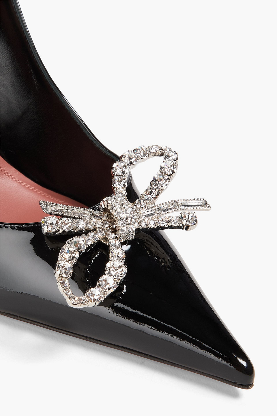 Amina Muaddi Rosie Crystal-embellished Patent-leather Pumps In Black