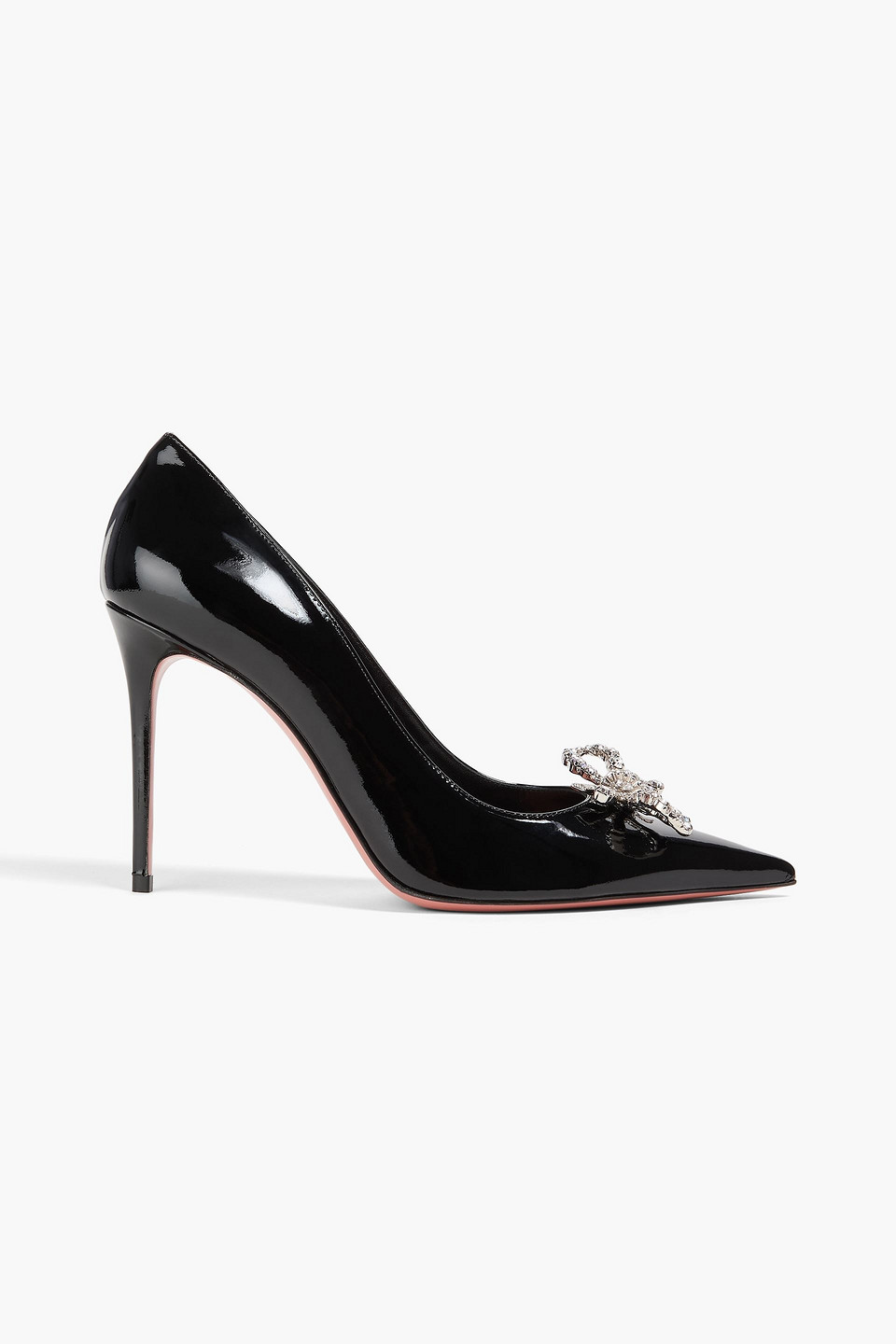 Amina Muaddi Rosie Crystal-embellished Patent-leather Pumps In Black