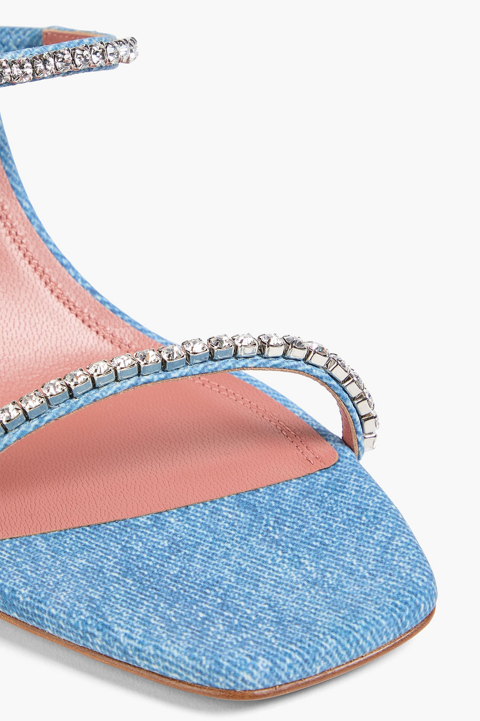 Amina Muaddi Gilda Crystal-embellished Denim Sandals In Multi