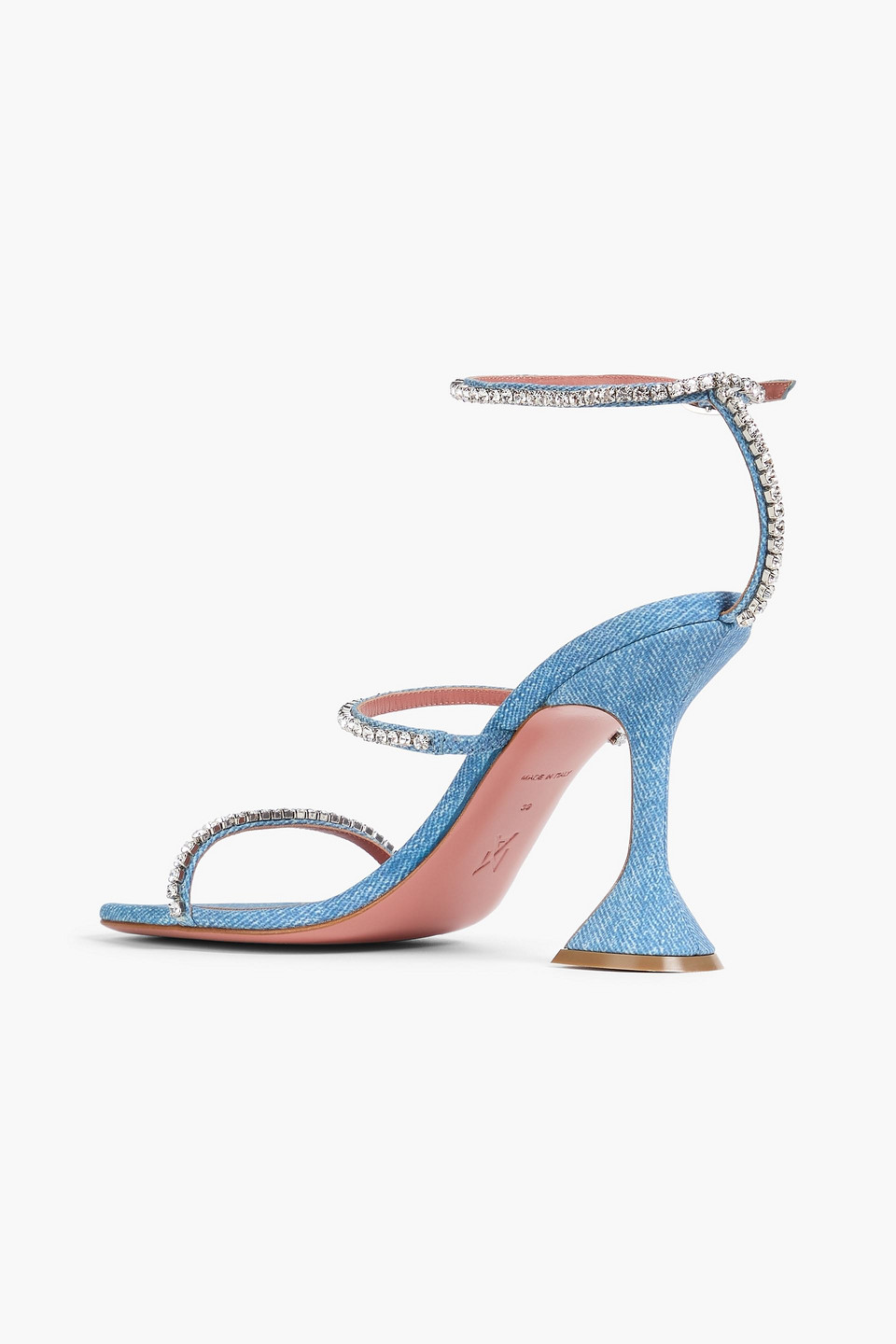 Amina Muaddi Gilda Crystal-embellished Denim Sandals In Multi