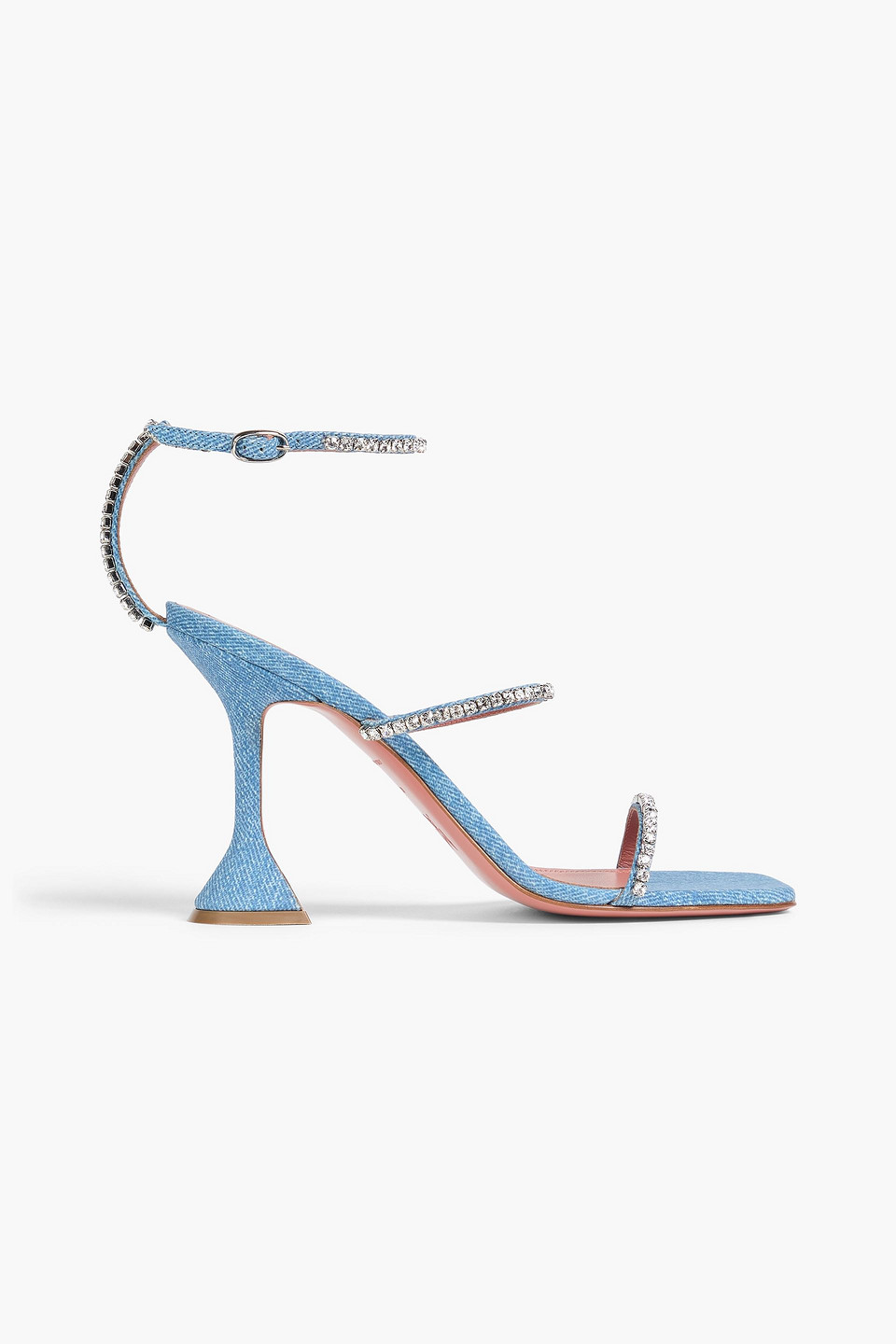 Amina Muaddi Gilda Crystal-embellished Denim Sandals In Multi