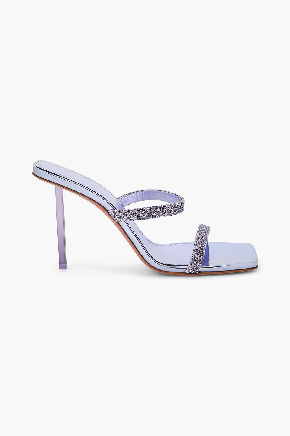 Amina Muaddi Rih Crystal-embellished Mirrored-leather Sandals In Multi