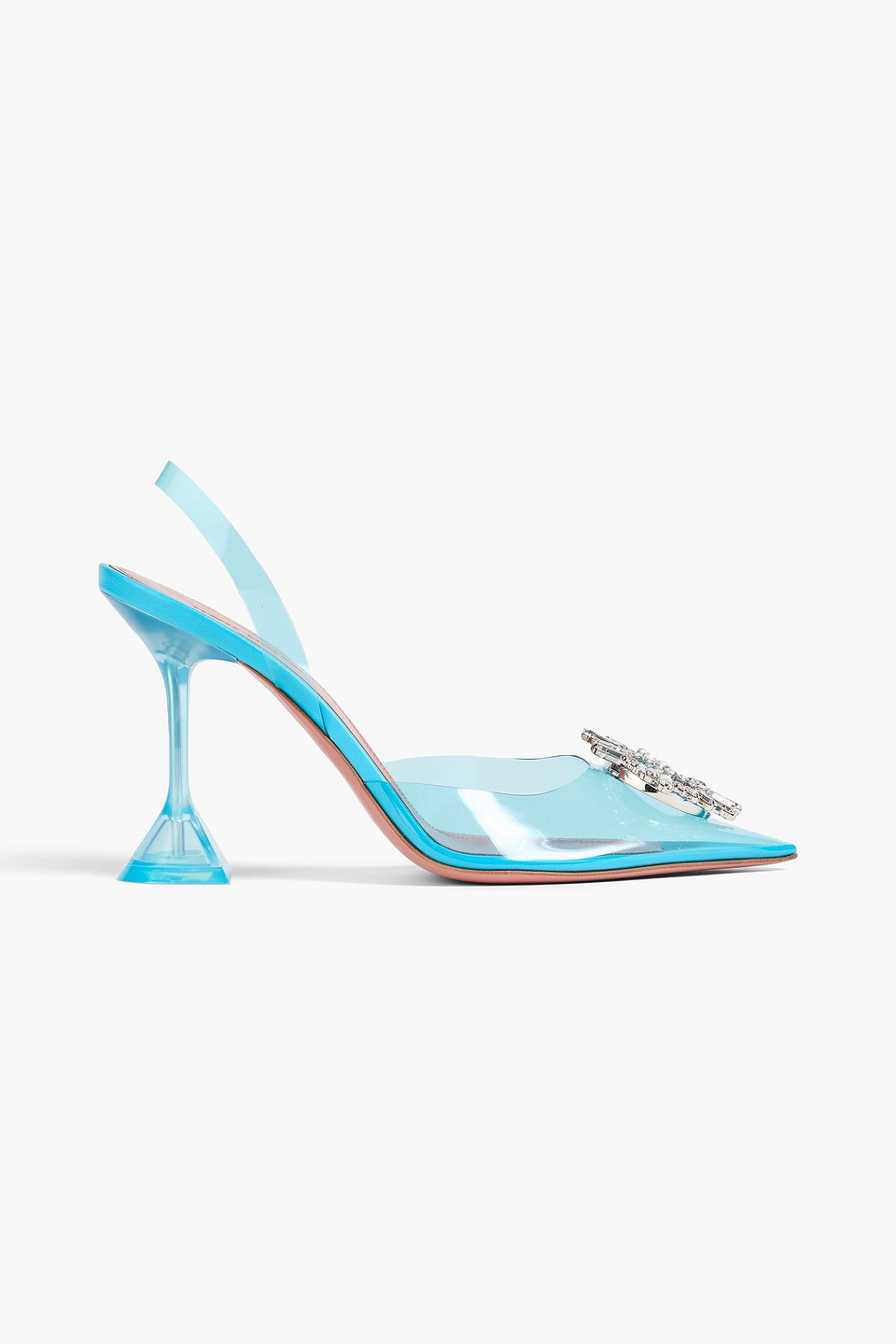 Amina Muaddi Begum Crystal-embellished Pvc Slingback Pumps In Blue