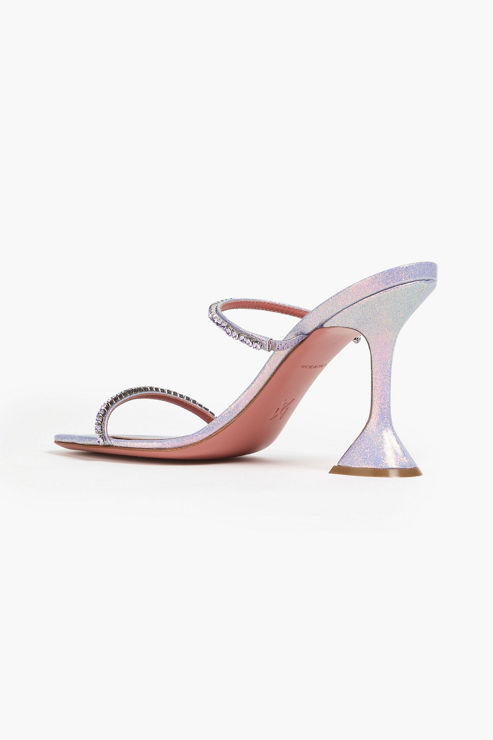 Amina Muaddi Gilda Glittered Woven Mules In Purple