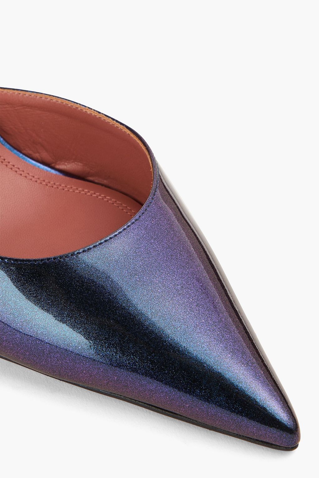 AMINA MUADDI Slingback-Pumps „Holli“ aus Lackleder mit Glitter-Finish