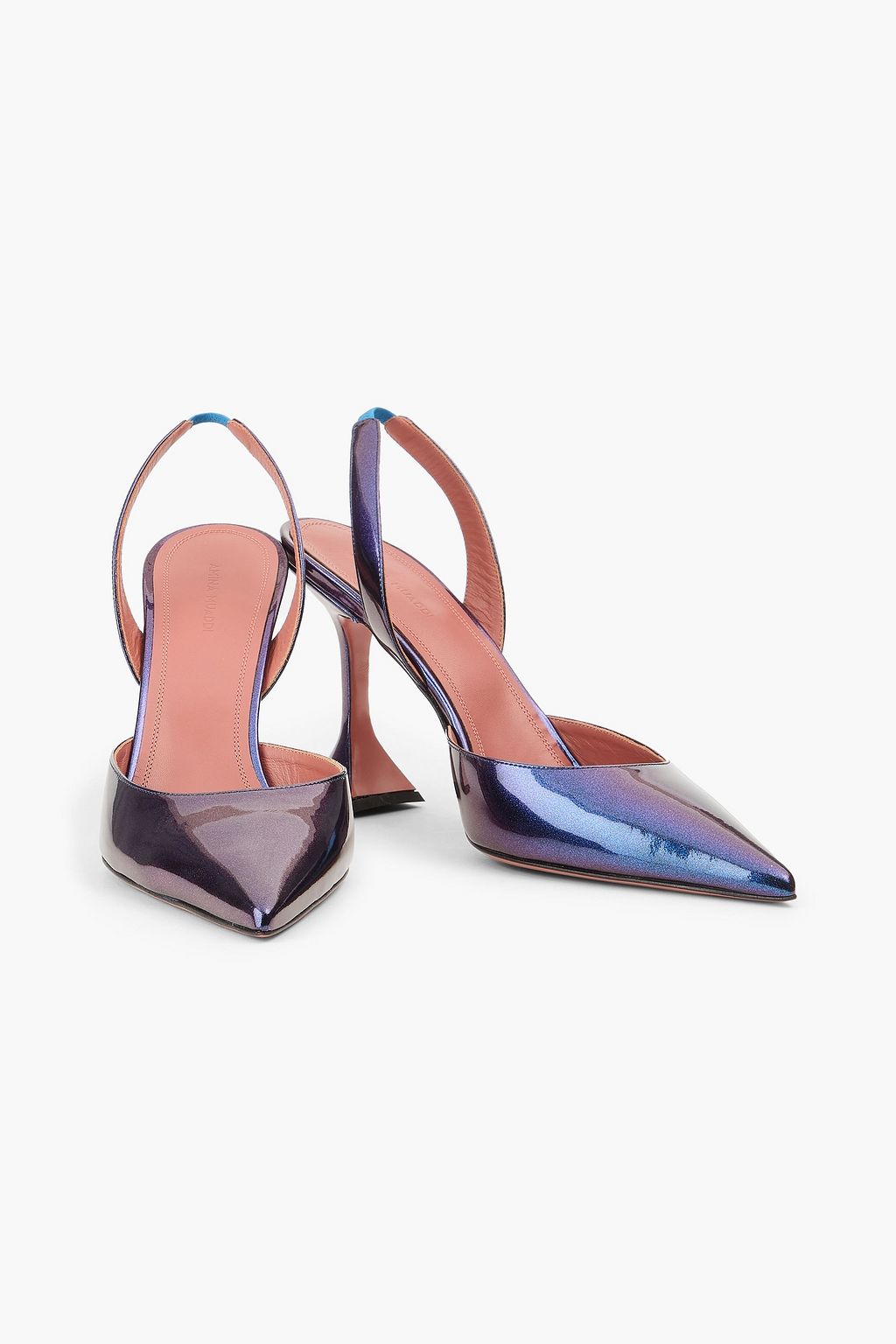AMINA MUADDI Slingback-Pumps „Holli“ aus Lackleder mit Glitter-Finish