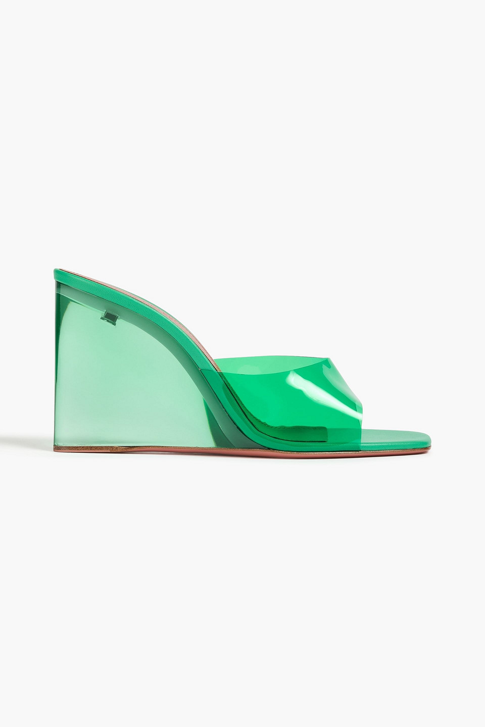 Amina Muaddi Lupita Pvc Wedge Mules In Green