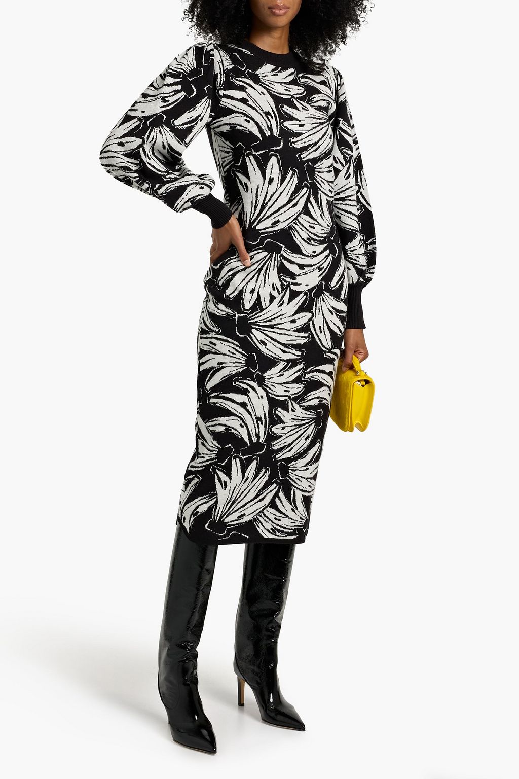 FARM RIO Jacquard-knit midi dress