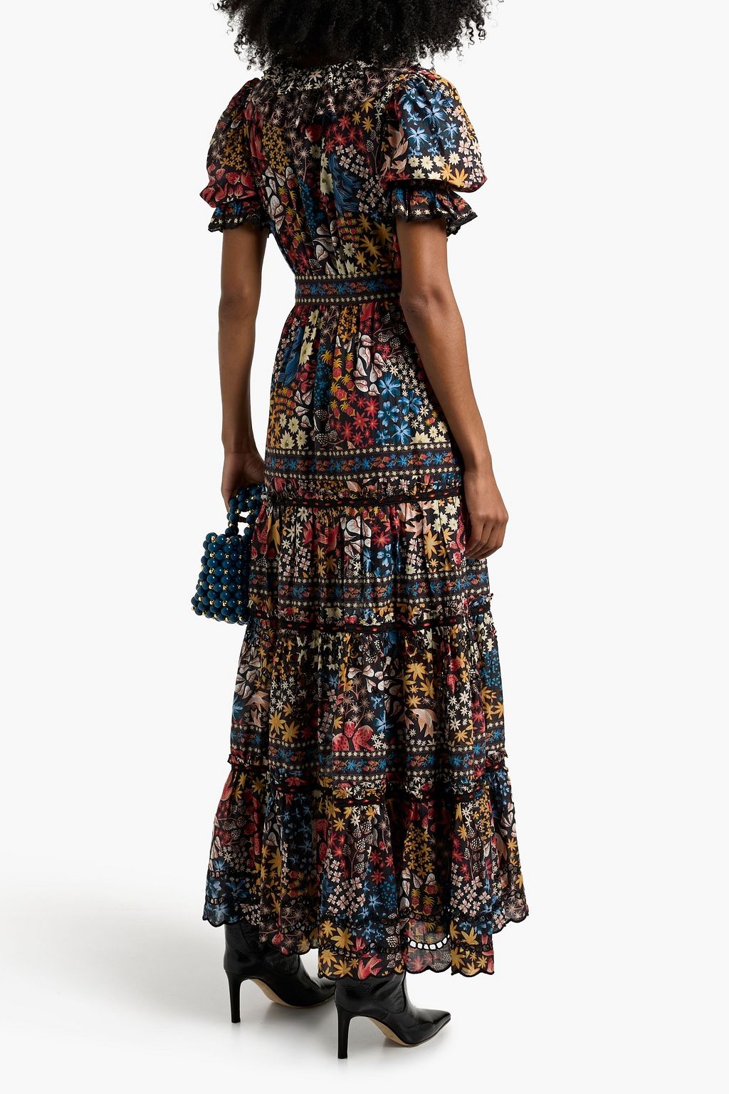 FARM RIO Ruffled printed cotton-voile maxi dress