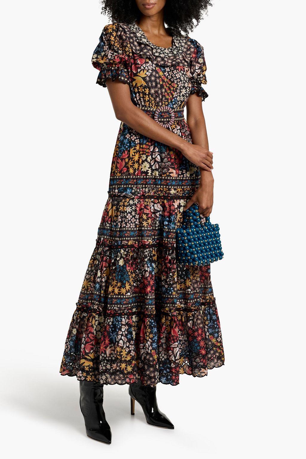 FARM RIO Ruffled printed cotton-voile maxi dress