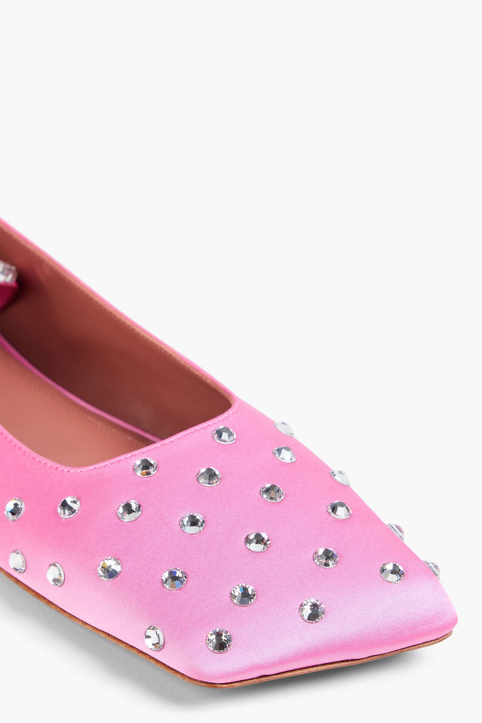 AMINA MUADDI ANE CRYSTAL-EMBELLISHED SATIN BALLET FLATS