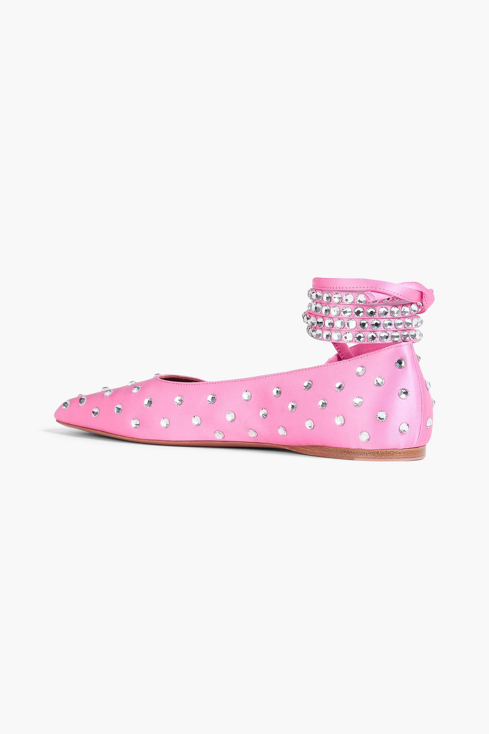 AMINA MUADDI ANE CRYSTAL-EMBELLISHED SATIN BALLET FLATS