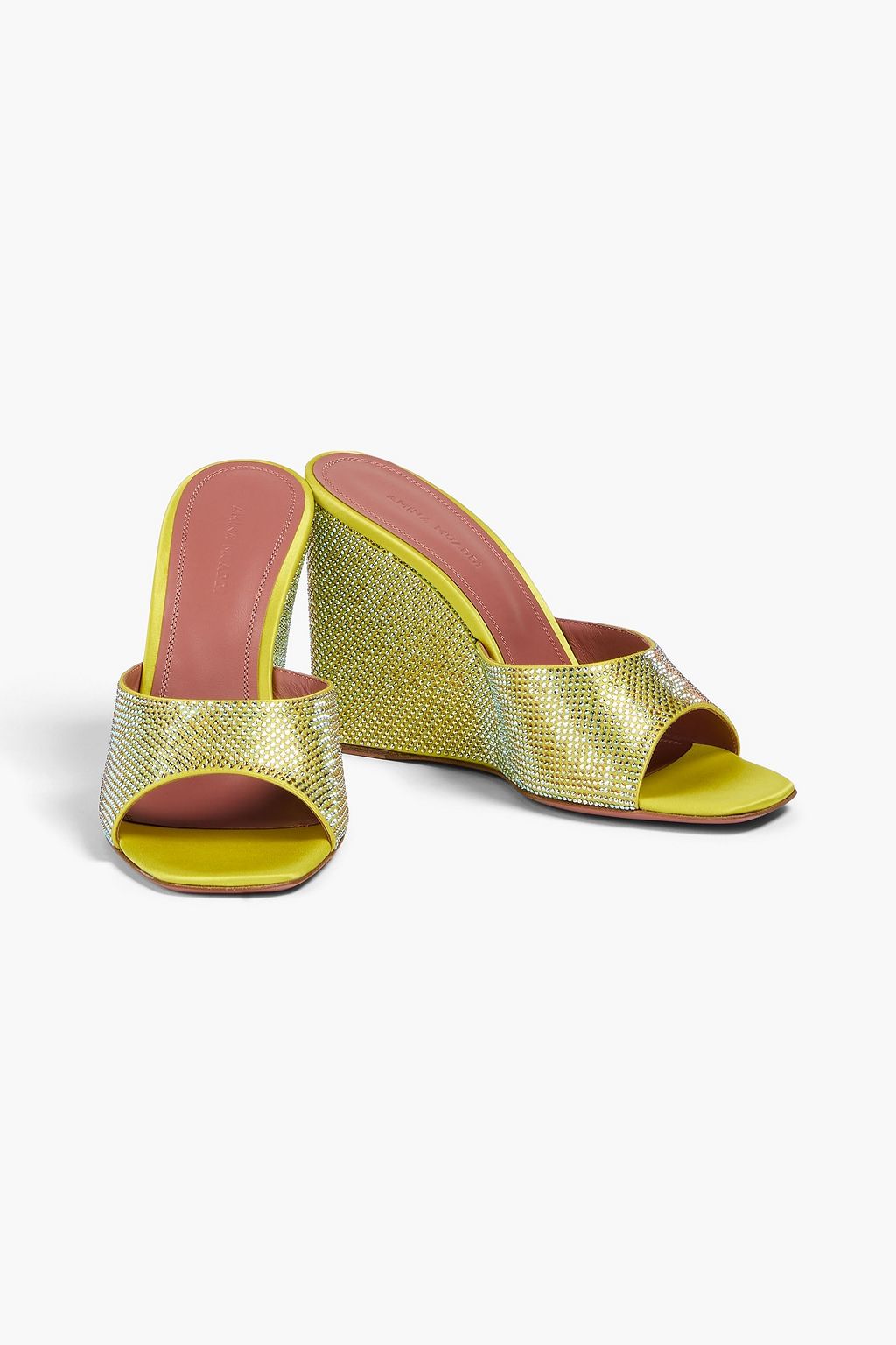 AMINA MUADDI Mules „Lupita“ aus Satin mit Kristallverzierung