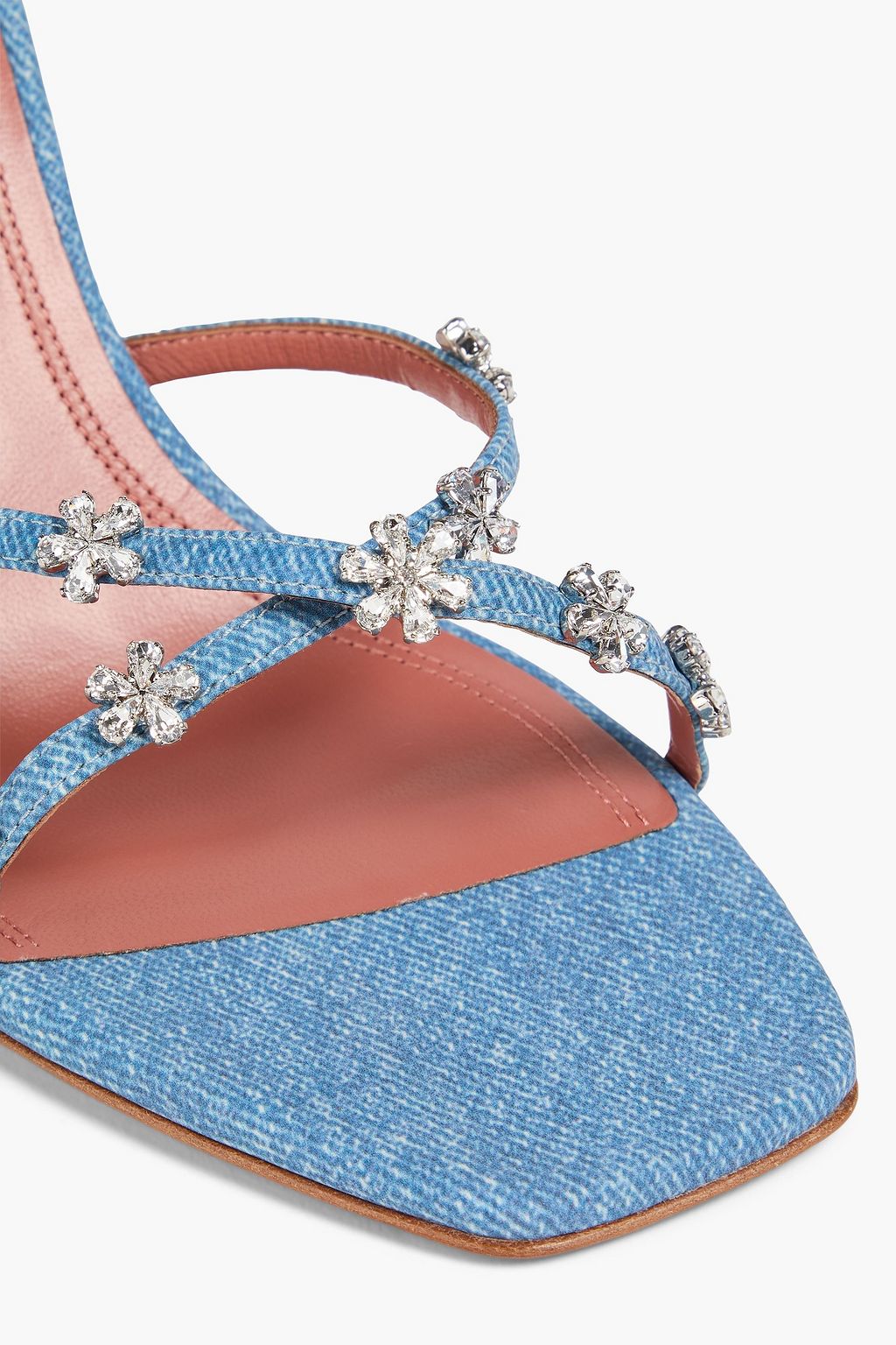 AMINA MUADDI Mules „Lily“ aus bedrucktem Leder mit floralen Applikationen