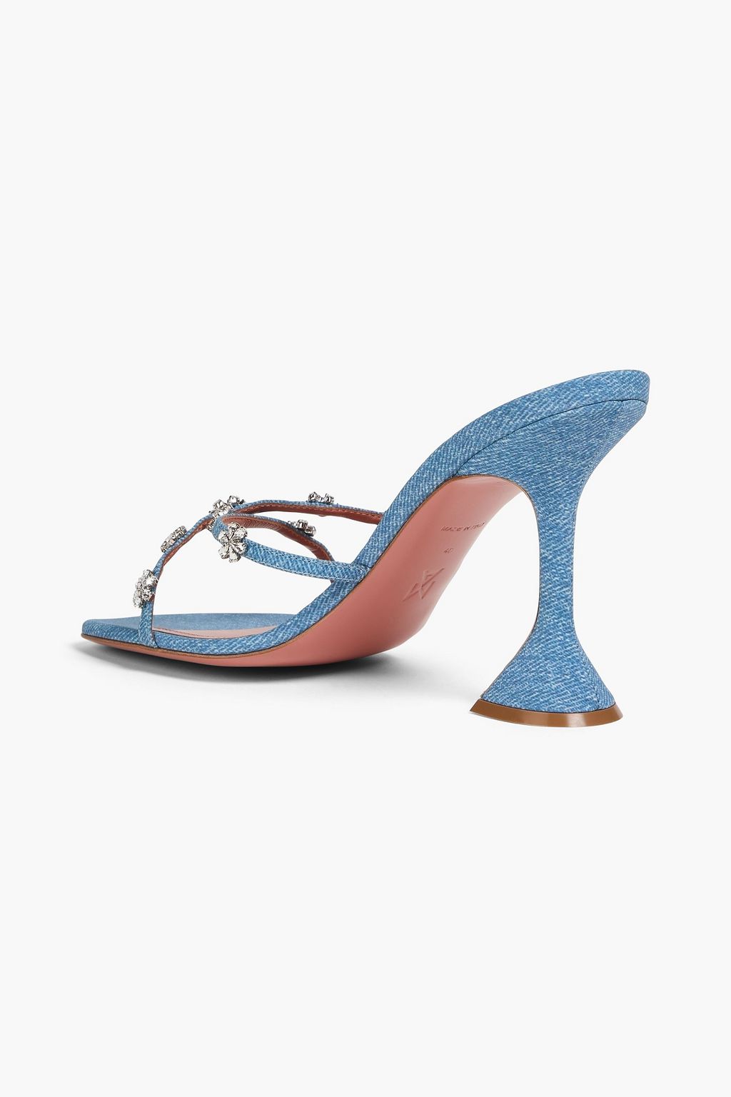 AMINA MUADDI Mules „Lily“ aus bedrucktem Leder mit floralen Applikationen