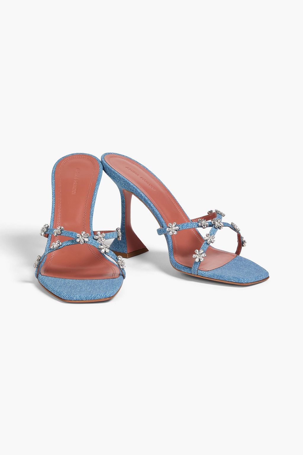 AMINA MUADDI Mules „Lily“ aus bedrucktem Leder mit floralen Applikationen