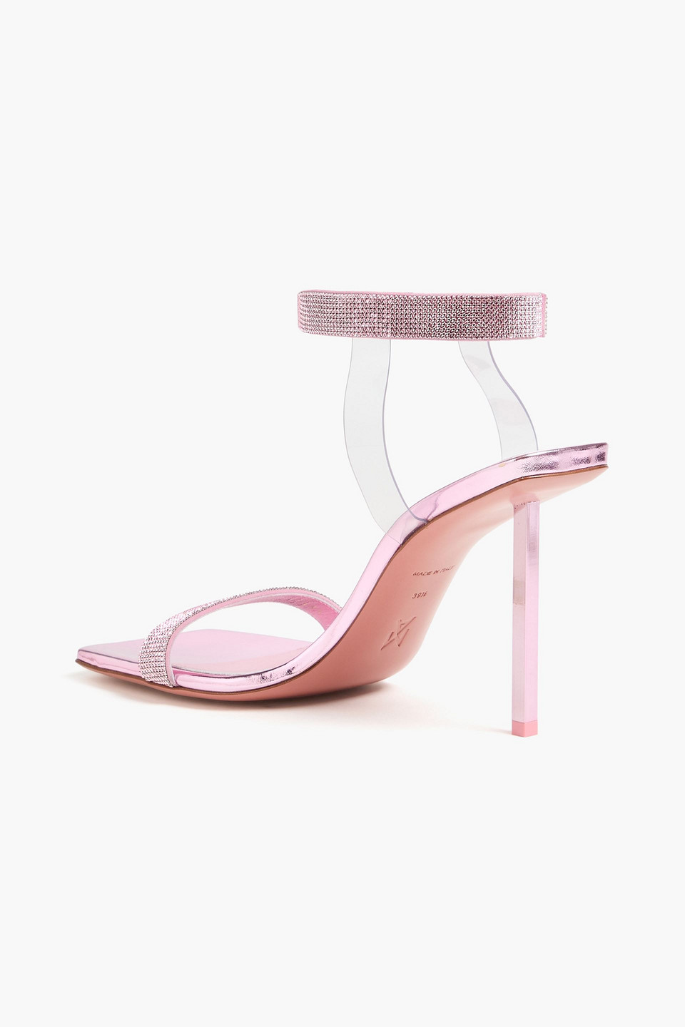 AMINA MUADDI RIH CRYSTAL-EMBELLISHED SUEDE AND PVC SANDALS
