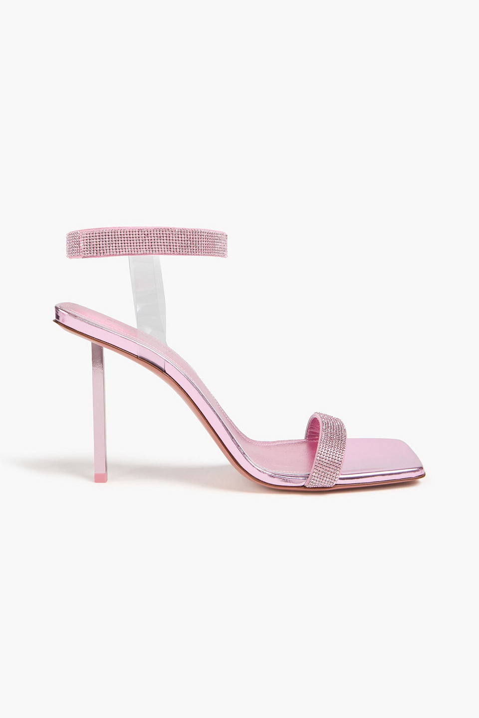 AMINA MUADDI RIH CRYSTAL-EMBELLISHED SUEDE AND PVC SANDALS
