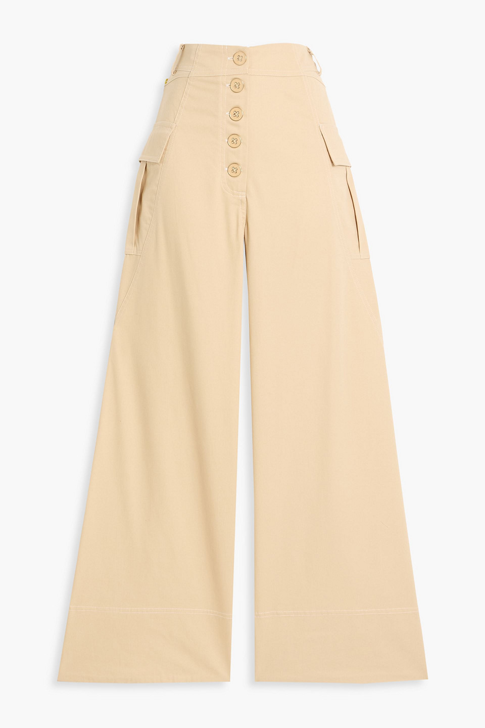 Farm Rio Cotton-twill Wide-leg Pants In Neutral