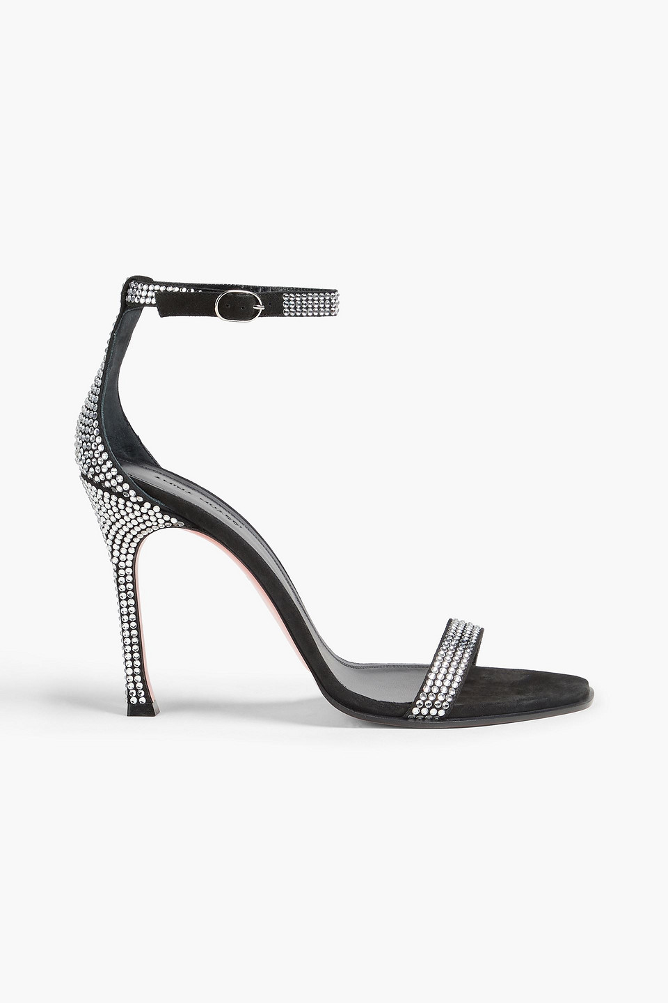 Amina Muaddi Kim Crystal-embellished Suede Sandals In Multi
