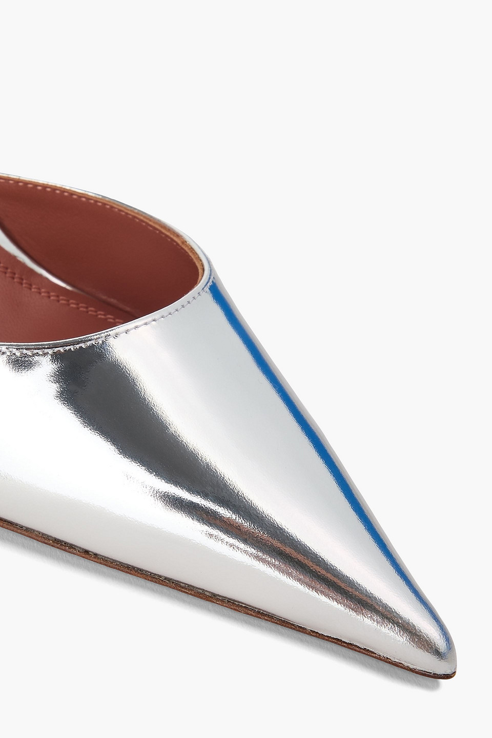 AMINA MUADDI JULIA CRYSTAL-EMBELLISHED MIRRORED-LEATHER PUMPS