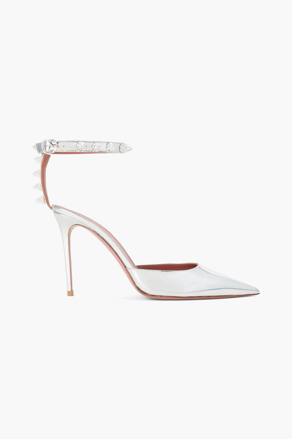 AMINA MUADDI JULIA CRYSTAL-EMBELLISHED MIRRORED-LEATHER PUMPS