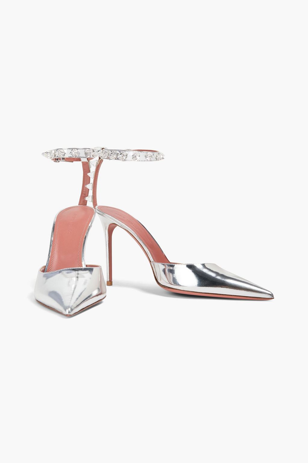 AMINA MUADDI Julia crystal-embellished mirrored-leather pumps