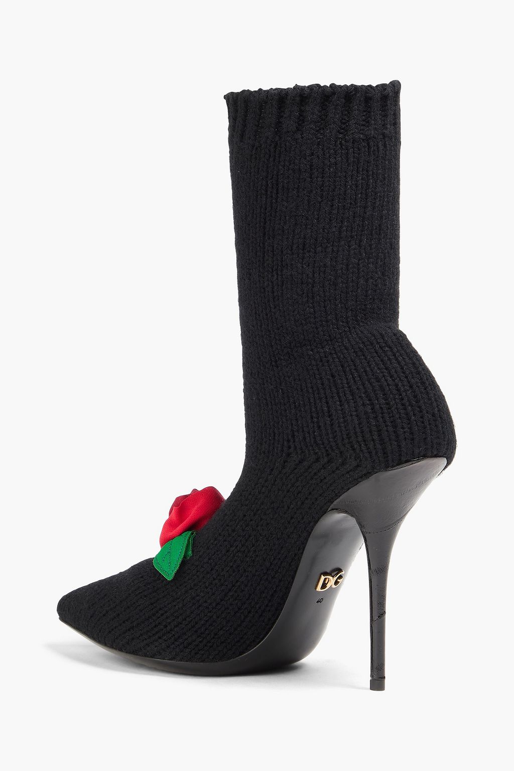 DOLCE&GABBANA Floral-appliquéd knitted sock boots