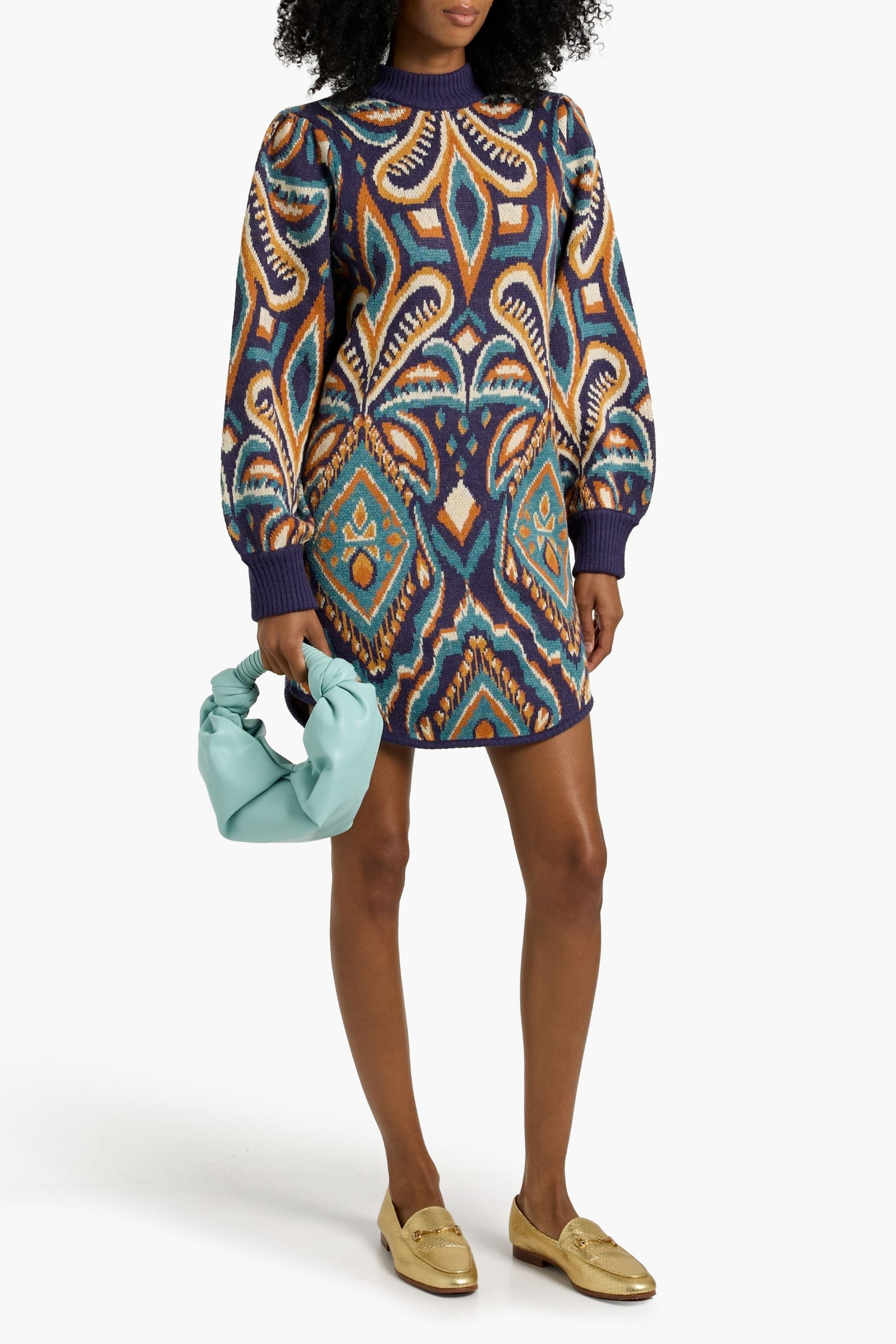 FARM Rio Jacquard-knit mini dress