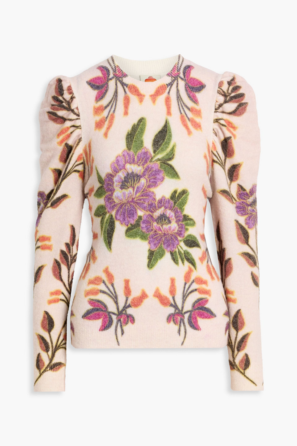 Farm Rio Floral-print Knitted Sweater In Pink