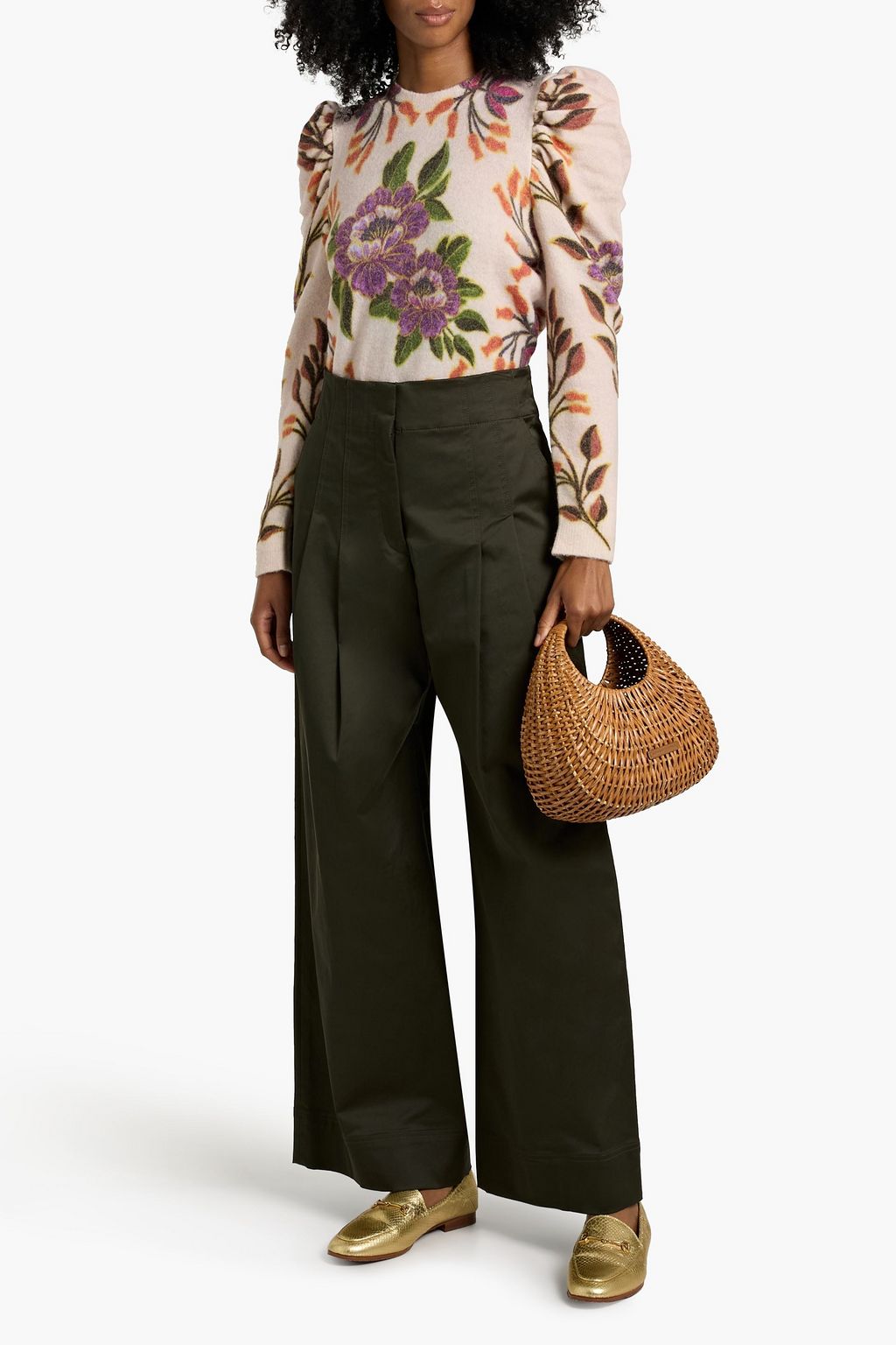 FARM RIO Floral-print knitted sweater