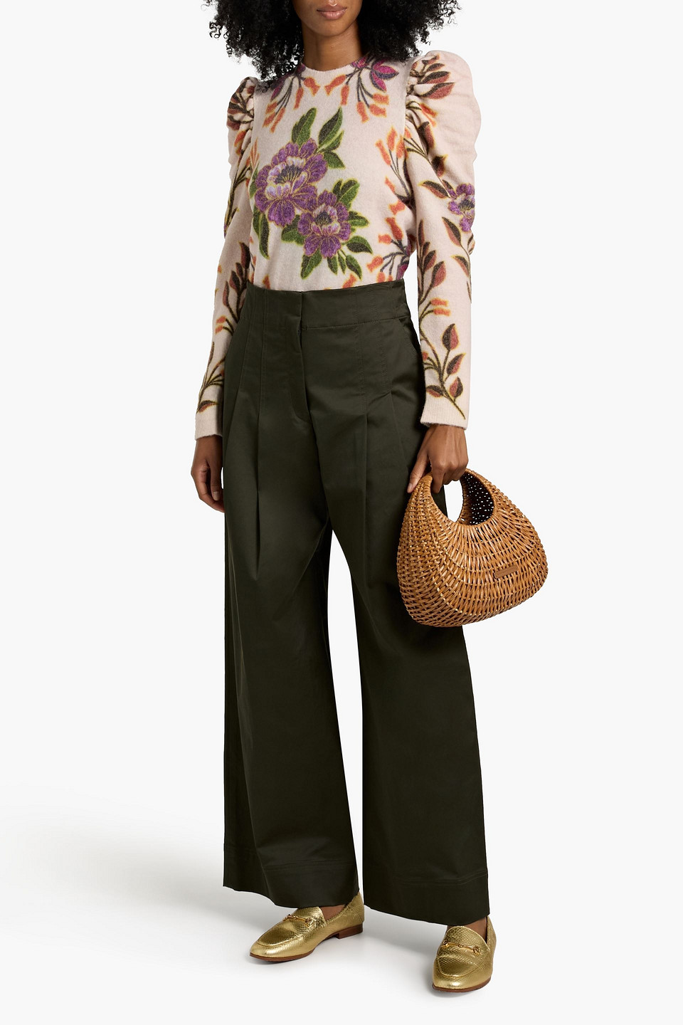 Farm Rio Floral-print Knitted Sweater In Pink
