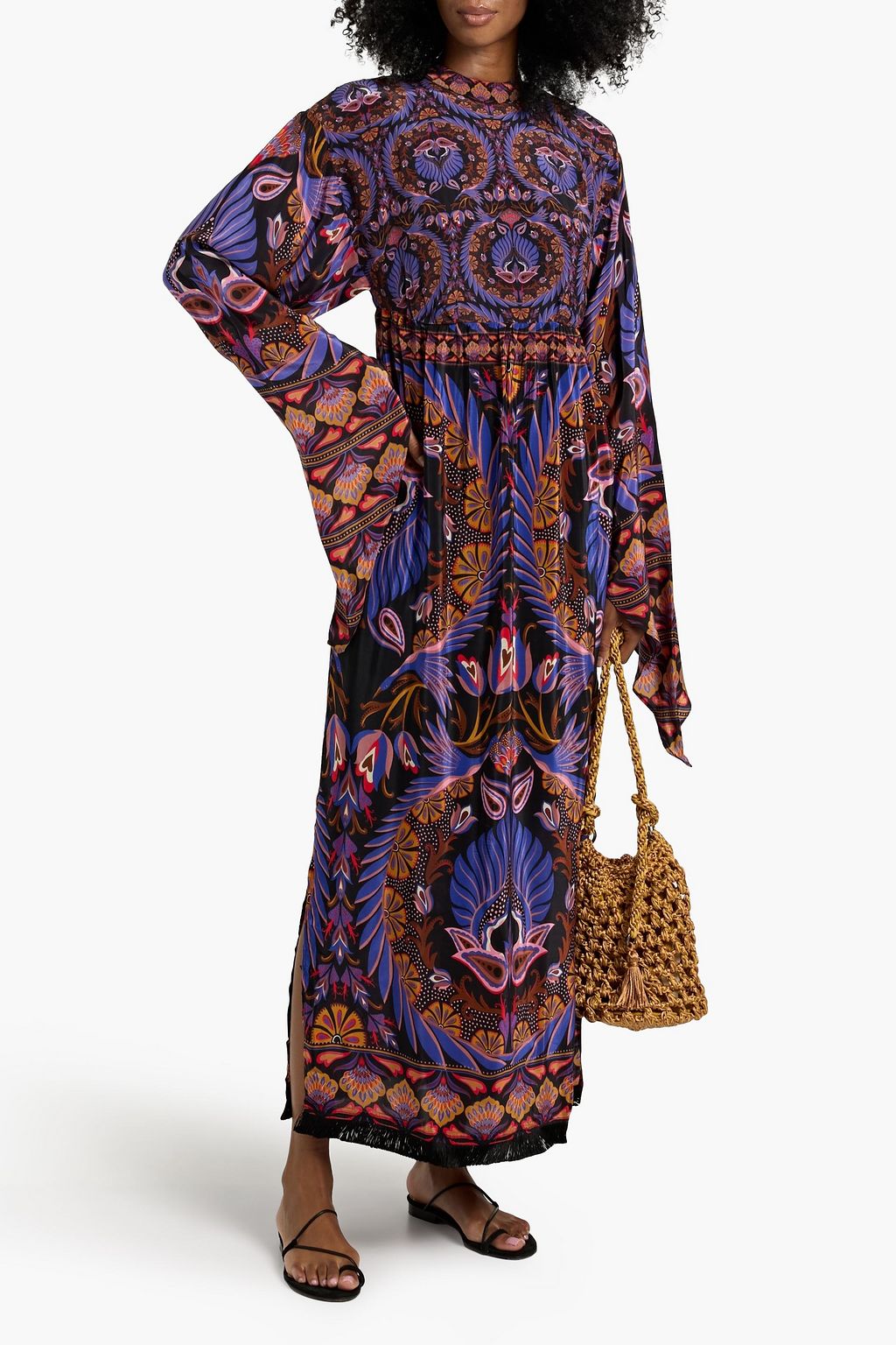 FARM RIO Printed crepe de chine maxi dress