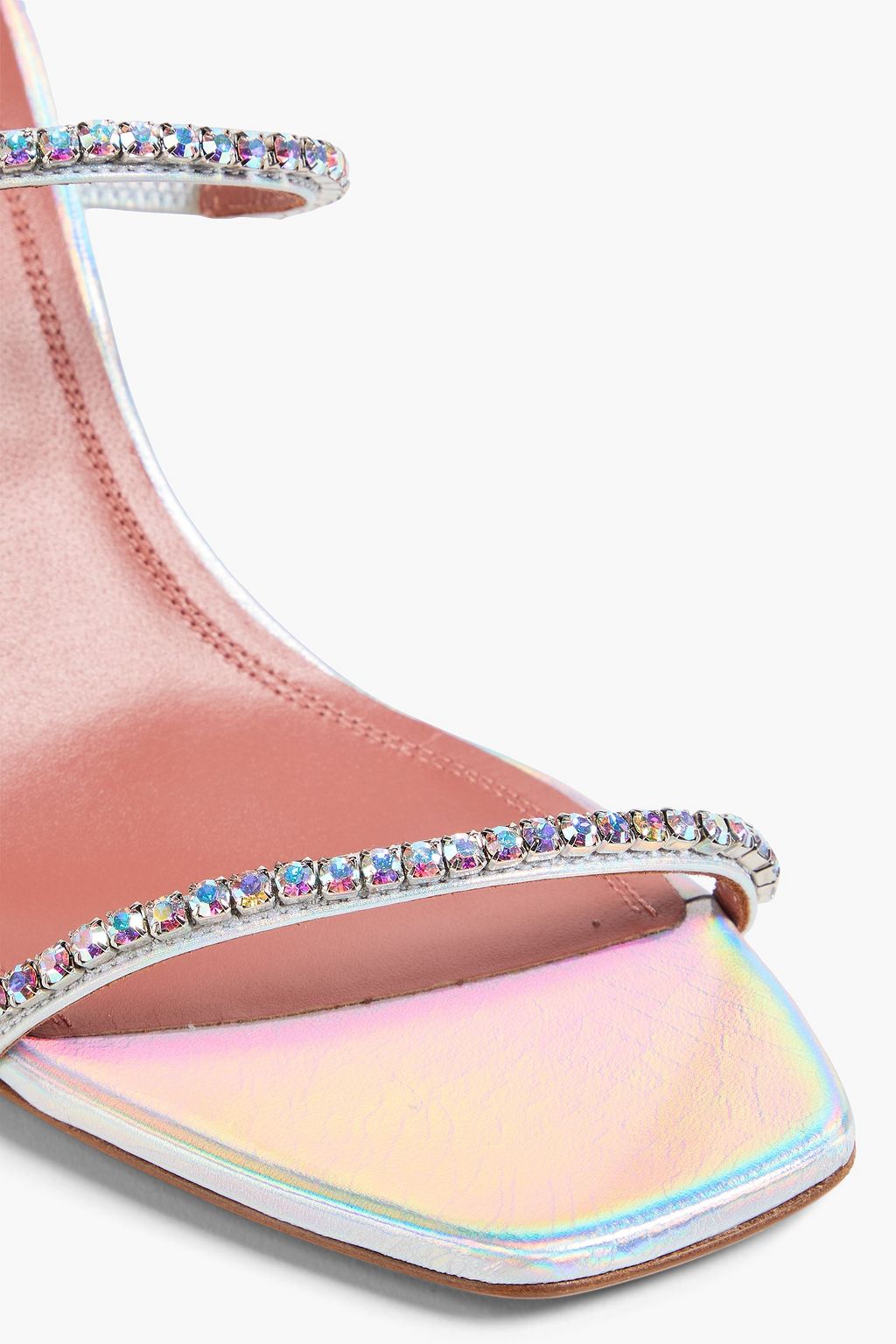 AMINA MUADDI Gilda crystal-embellished textured-leather sandals