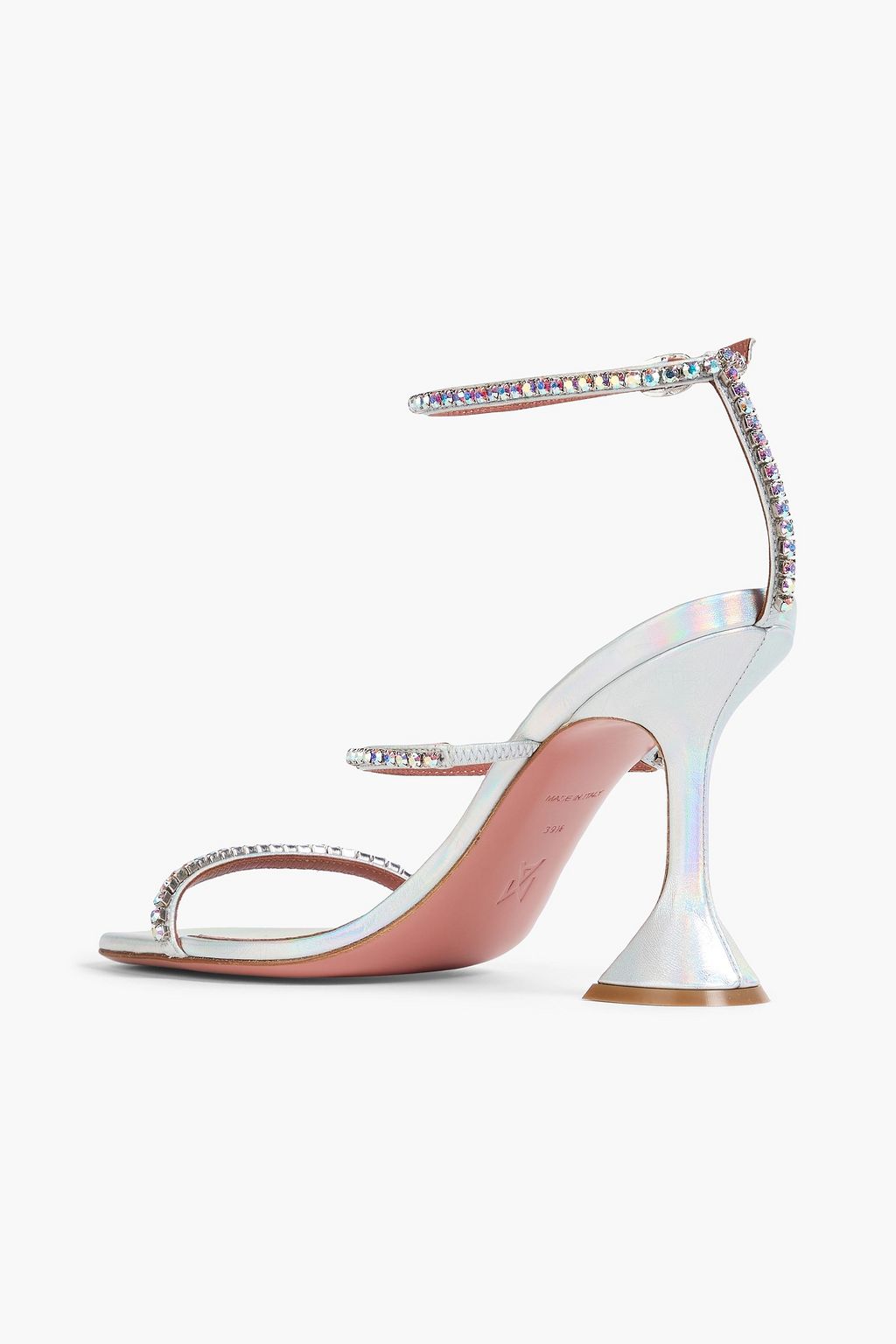 AMINA MUADDI Gilda crystal-embellished textured-leather sandals