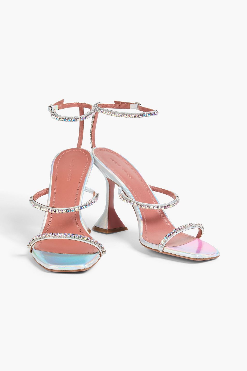 AMINA MUADDI Gilda crystal-embellished textured-leather sandals