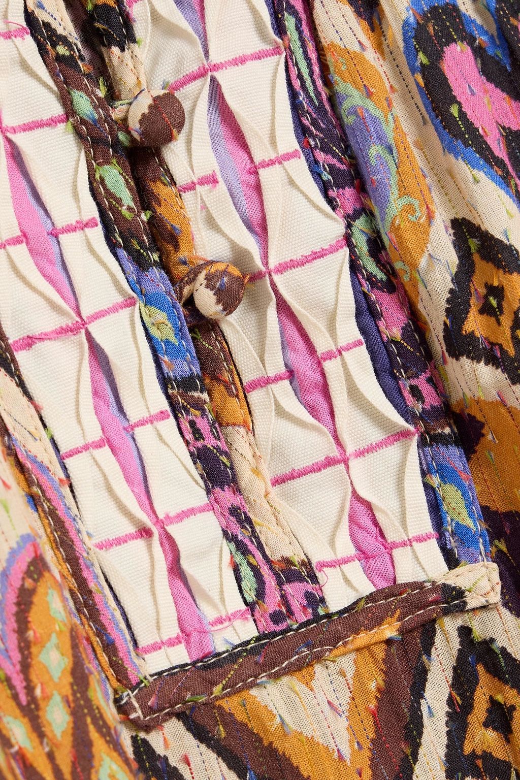 FARM RIO Printed fil coupé cotton midi dress