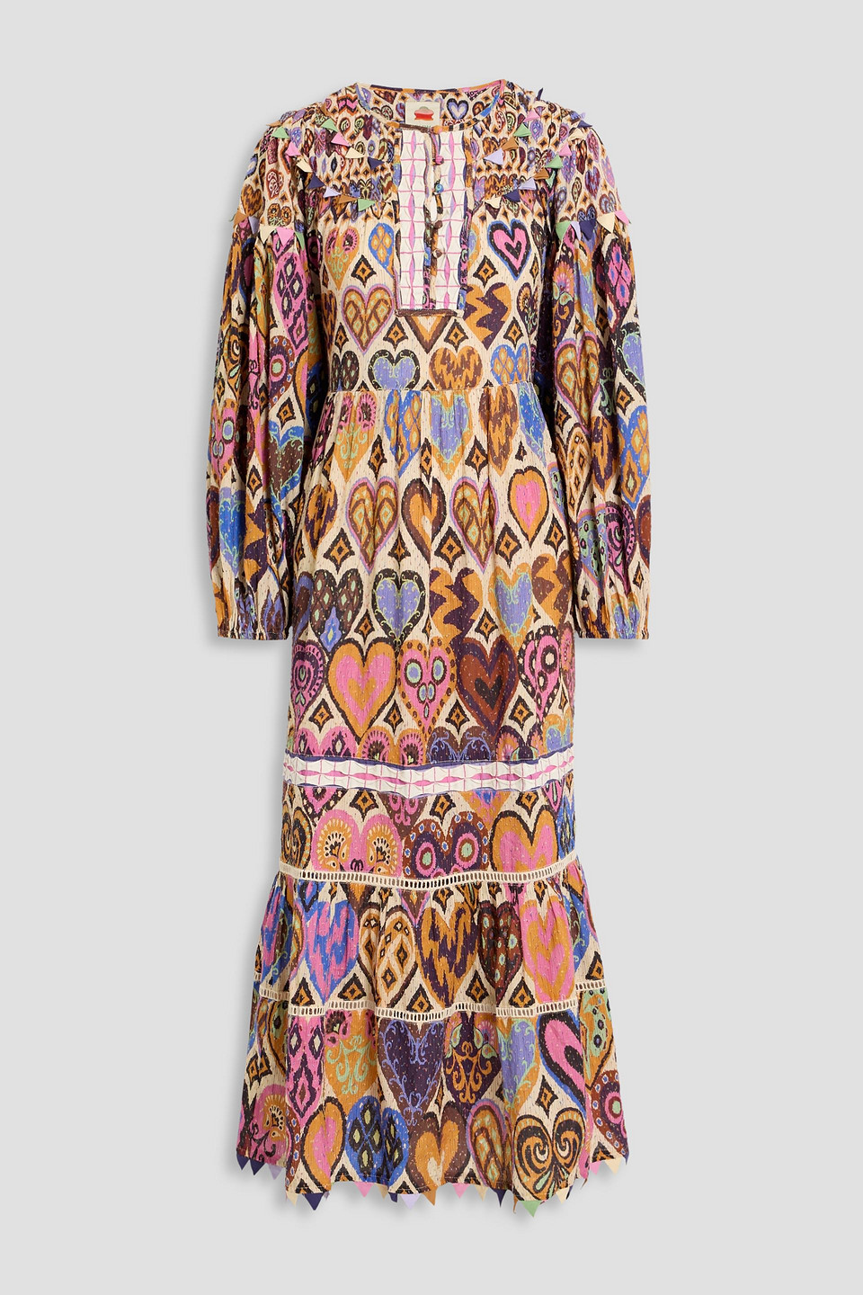 Farm Rio Heart-print Midi Dress In Multi